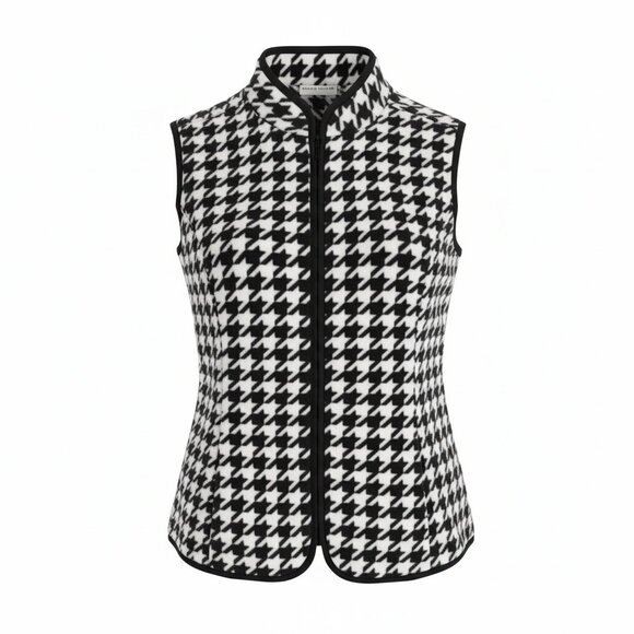 Susan Graver Jackets & Blazers - Susan Graver Zip Front Houndstooth Vest Black/White Sleeveless Core Classic Sz S